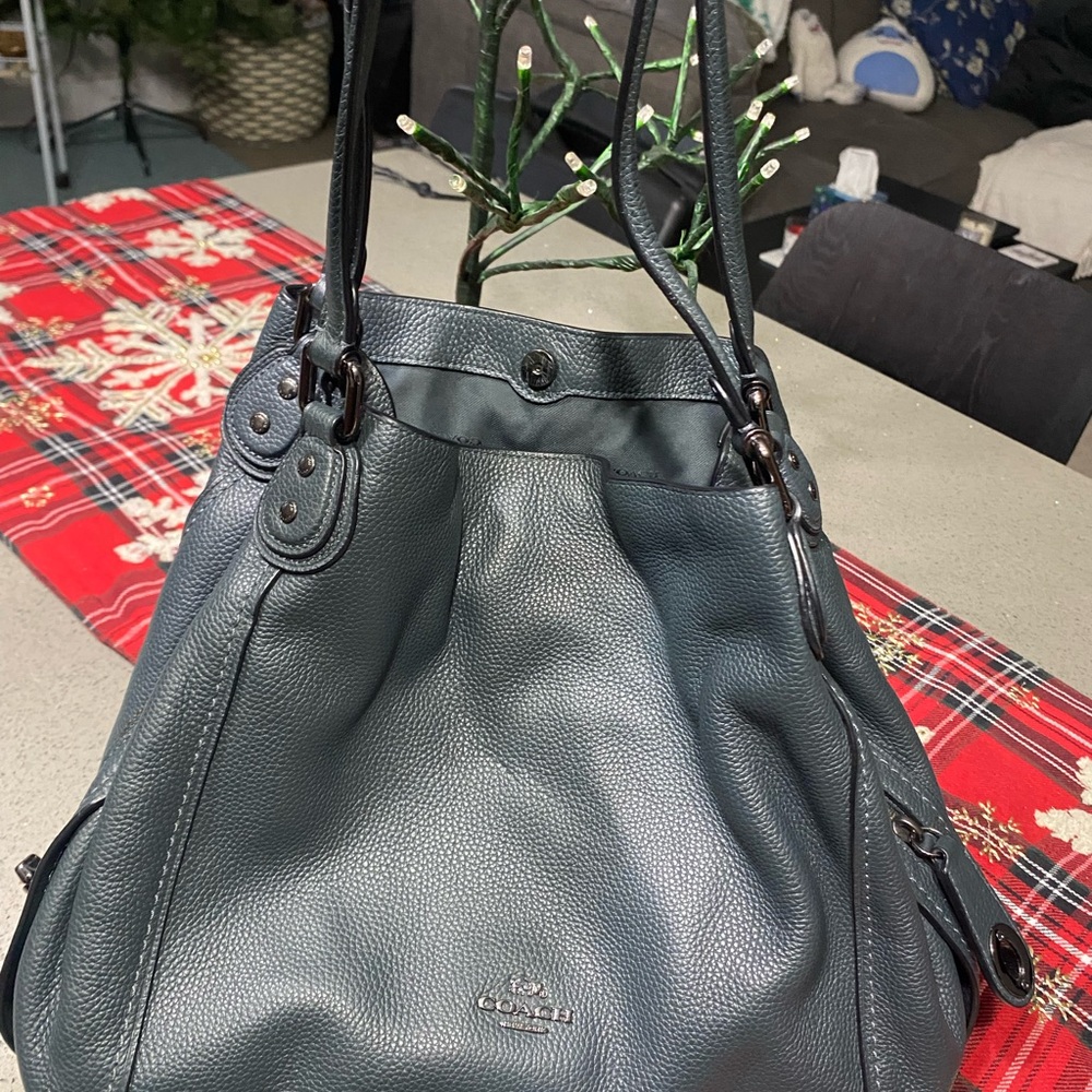 Coach Dark greeny blue Leather Shoulder Bag